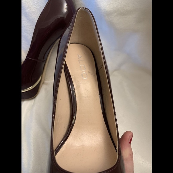 EUC $100 Aldo Wine Peep Toe Platform Pumps [ SZ US 8 ]‎ - Picture 6 of 12